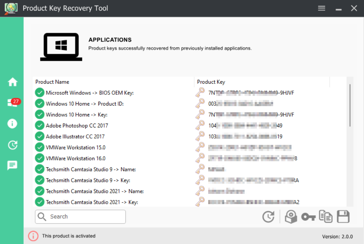 Product Key Recovery Tool Screenshot